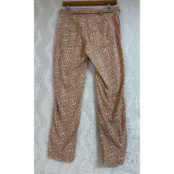 Anthropologie Pilcro Wanderer Belt Utility Pant Tan Animal Print Linen Blend 28 - Picture 3 of 14